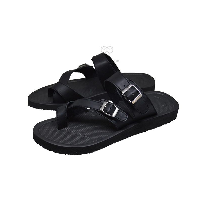 Sandal Jumbo Pria - Sendal Jepit Kekinian Empuk Ringan Musca Kulit Hitam Big Size 45 46 47 48 49 Original