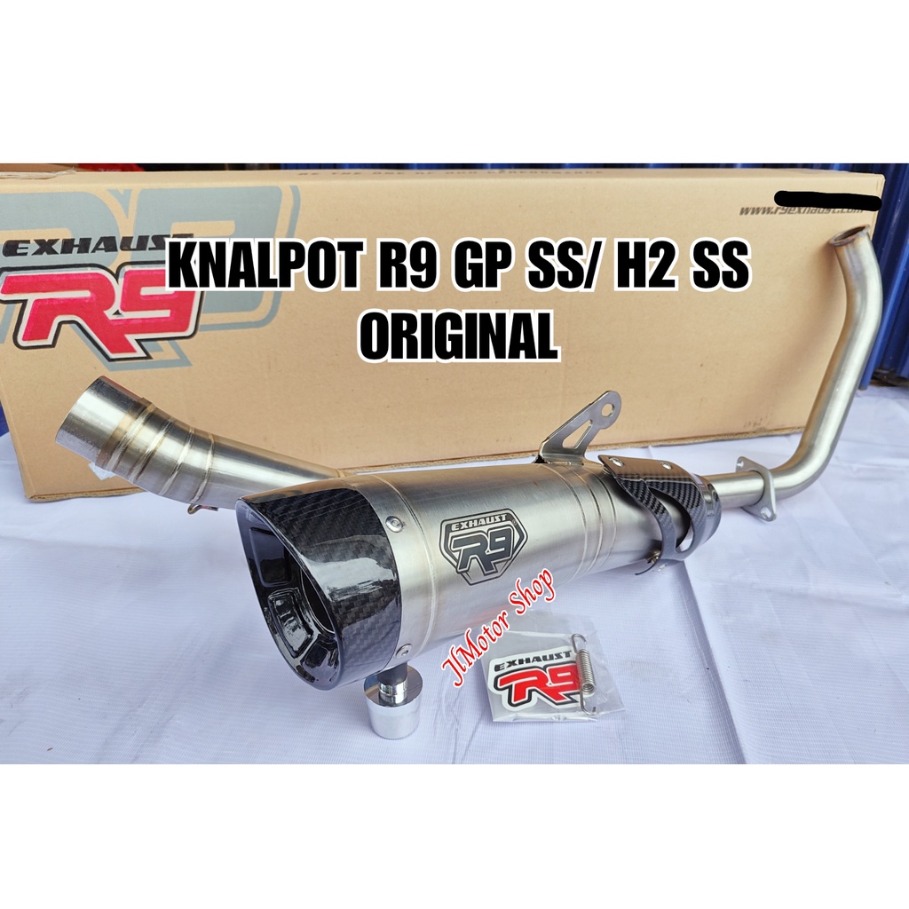 Knalpot R9 GP H2 SS Alpha Series Vixion New CBR150 CB150 R R15 V3 V1 V2 V4 GSX SONIC SATRIA FU SUPRA GTR 150 AEROX NMAX PCX 150 160 ADV JUPITER MX KING VESPA SPRINT Knalpot R9 GP Series H2 Series