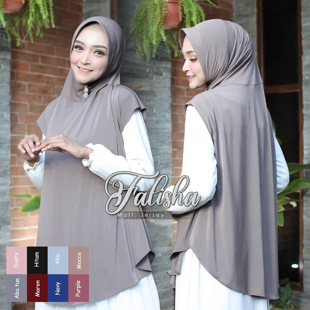 Khimar Bergo Syari Falisha Jumbo Kerudung Tangan Panjang / Jilbab Instan-6