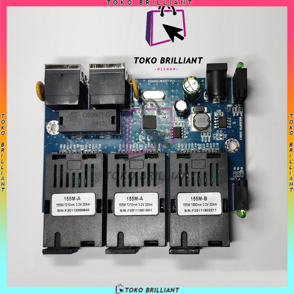 [BISA COD] Switch Ethernet Media Fiber Optik Mode Tunggal 3sc2rj-AAB-PCB ASLI