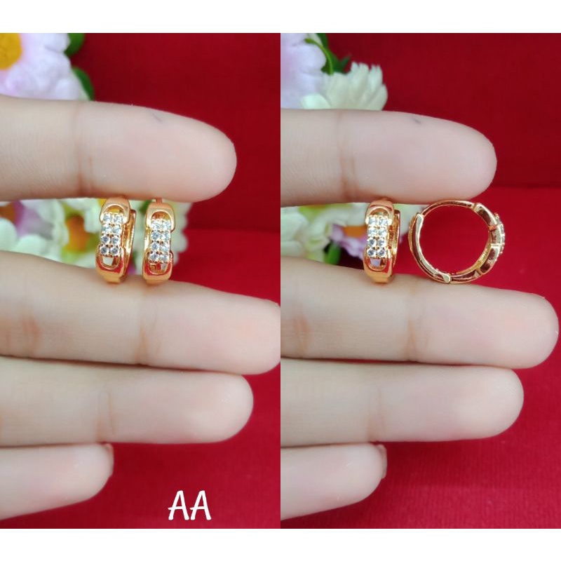 Anting emas muda perhiasan wanita dewasa kadar 35%