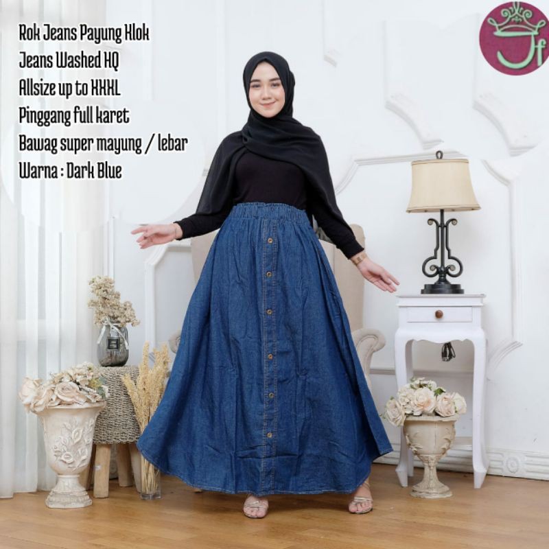 Alisa skirt (rok jeans LEBAR/KLOK/PAYUNG) //JF852