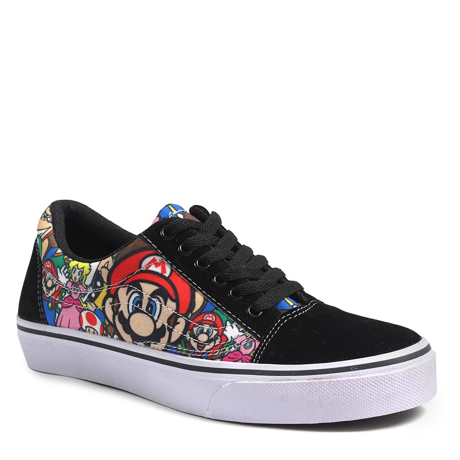 MS - Sepatu Sneakers Premium Pria Vans Oldskool Mario bros Hitam Skate Bertali Cowok Santai Campuss