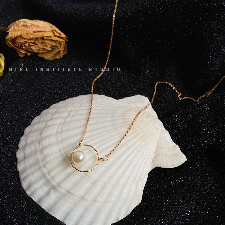 【MHANG】Kalung Mutiara Lingkaran Mewah Khusus Fashion Angin Dingin Rantai Klavikula Wanita Sederhana