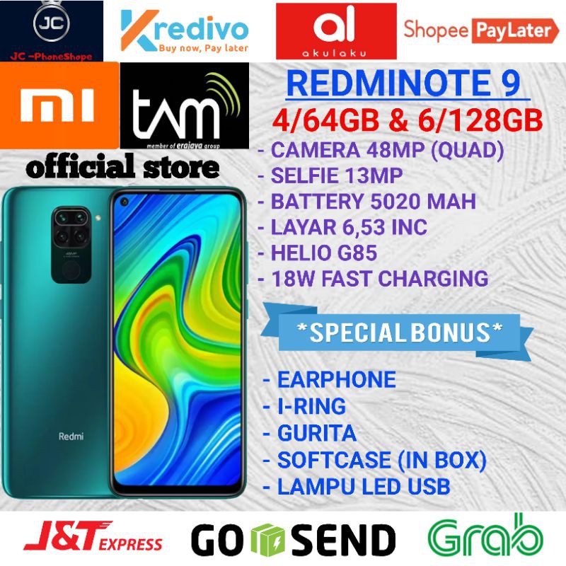 XIAOMI REDMI NOTE 9 RAM 4/64GB & 6/128GB GARANSI RESMI TAM