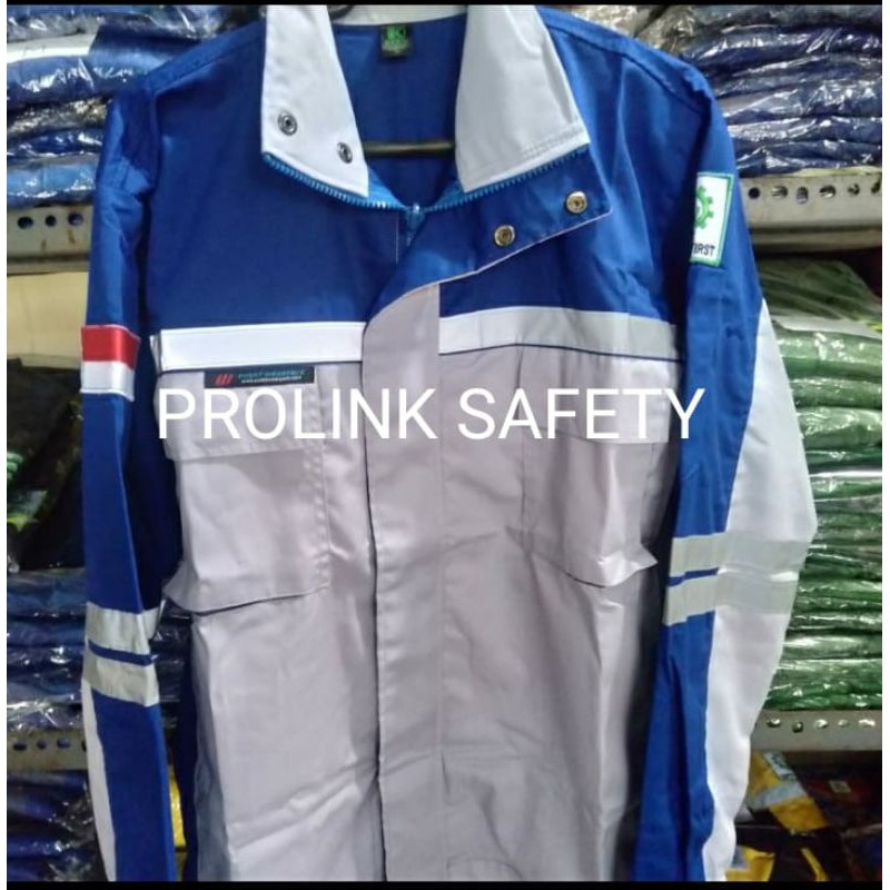 SERAGAM SAFETY SEMI JAKET BIRU ABU PREMIUM