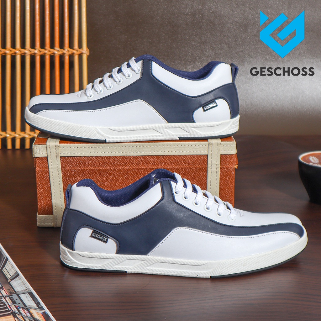 GESCHOSS OFFICIAL | Sepatu sneakers Santai Sepatu Santai Sneakers Terbaru GS X 7802  Putih Nevy Pria Terkini