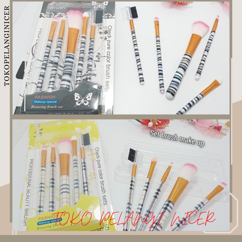 Set Kuas Make Up- Set Brush Make up - Kuas Murah Isi 5 Pcs Tokopelanginicer