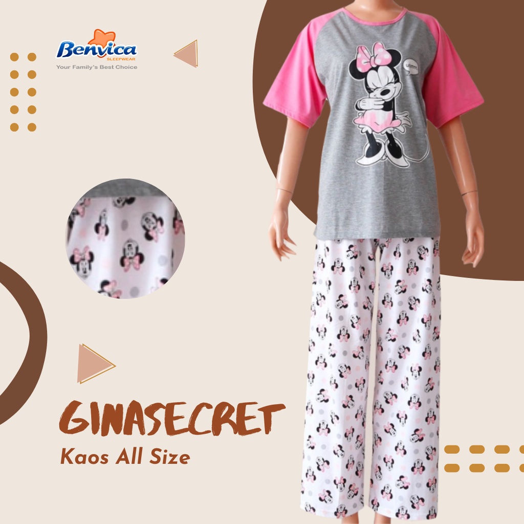 BAJU TIDUR CELANA PANJANG WANITA DEWASA KAOS ADEM BANYAK MOTIF GINA SECRET