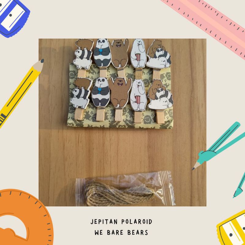 Jepitan foto WE Bare Bears tiga beruang WBB foto polaroid dekor kamar ala korea