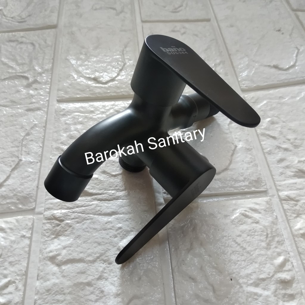 Keran cabang shower hitam model engkol - MDL BIASA