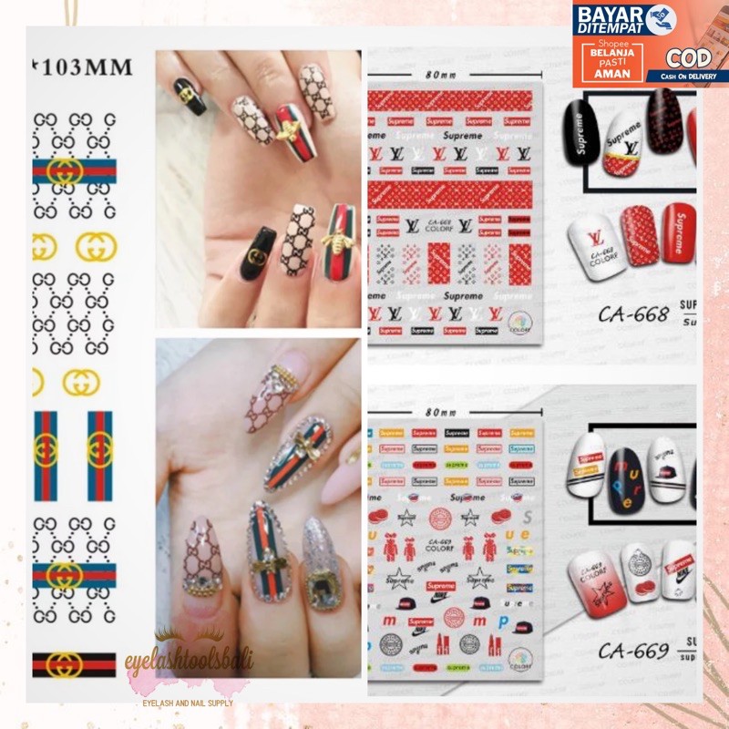 STIKER WATERDECAL BRANDED MOTIF G**CI SUP**M* HIASAN NAIL ART