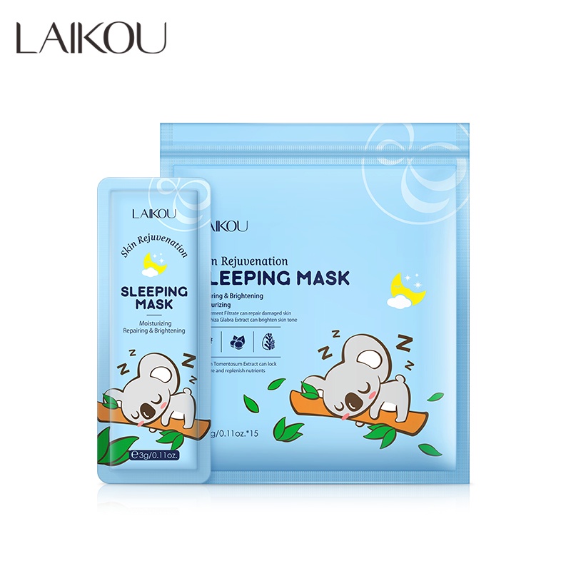 LAIKOU Sleeping Mask Peremajaan Kulit Krim Wajah Malam Mengurangi Jerawat Tanpa Bilas 15pcs