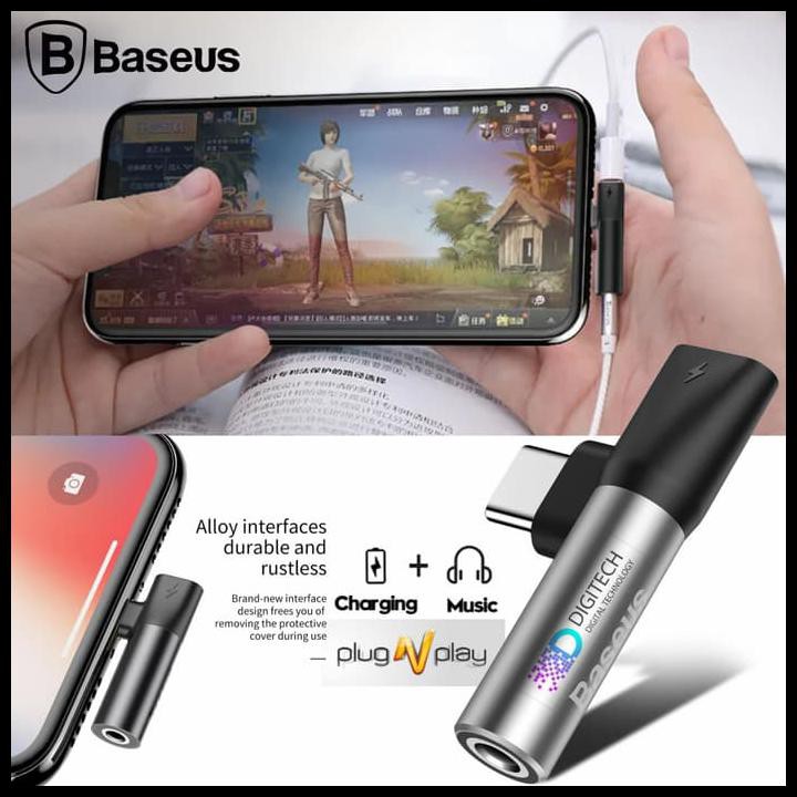 Splitter Baseus Conveter Type C Charging And 3.5Mm Audio Jack - Hitam