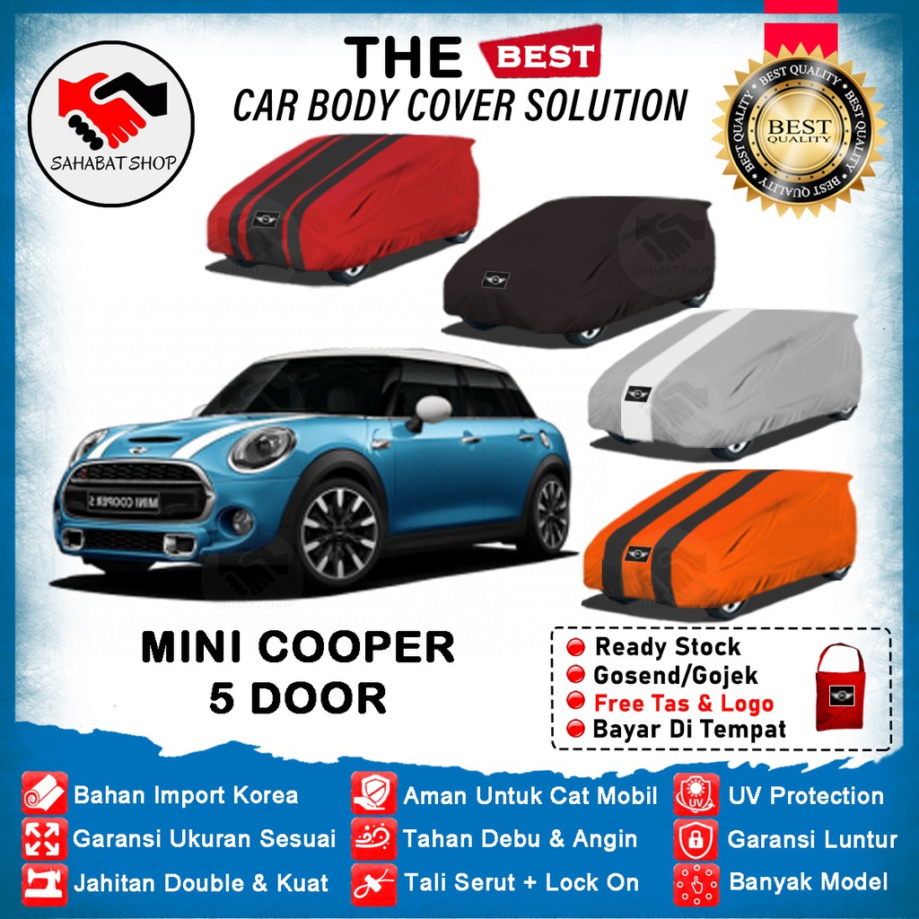 Sahabat Body Cover Mobil Mini Cooper 5 Door / Sarung Penutup Mini Cooper 5 Door Outdoor 2014 2015 2016 2017 2018 2019 2020 2021 2022 / Selimut Mantel Tutup Jas Mantol Pelindung Kerudung Pembungkus Kerodong Mobil Mini 5 Door Waterproof Anti Air Model Biru