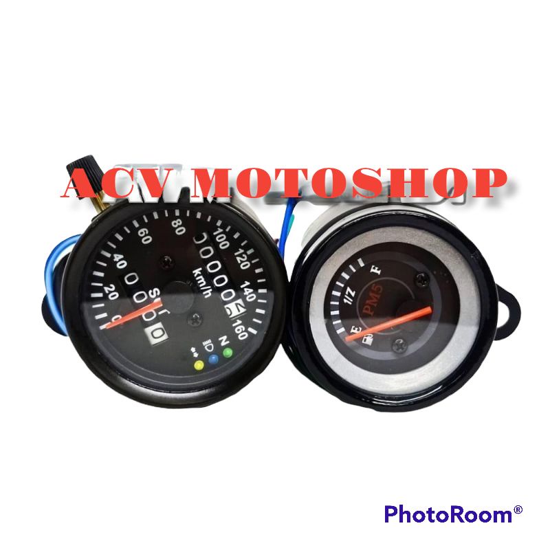 [1 PAKET]SPEEDOMETER KILOMETER + AMPERE AMPER BENSIN  VARIASI UNIVERSAL SEMUA MOTOR BODY CROME