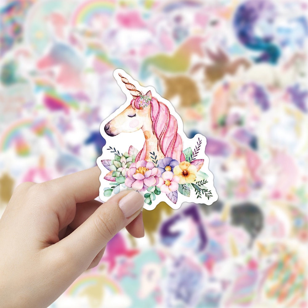 50 unicorn Kreatif Korea gadis stiker mahasiswa lucu bentuk kartun album Jurnal dekorasi stiker kope