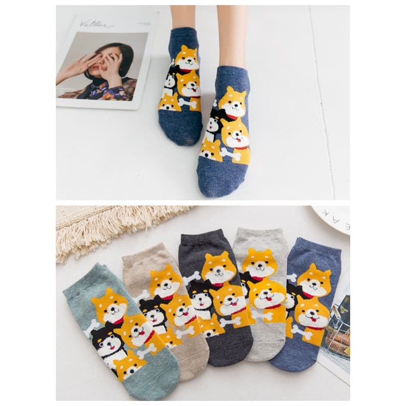 CD Wanita Kaos Kaki Korea-Kaos Kaki Wanita Lucu KucingD1222 - Abu-abu Muda Murah