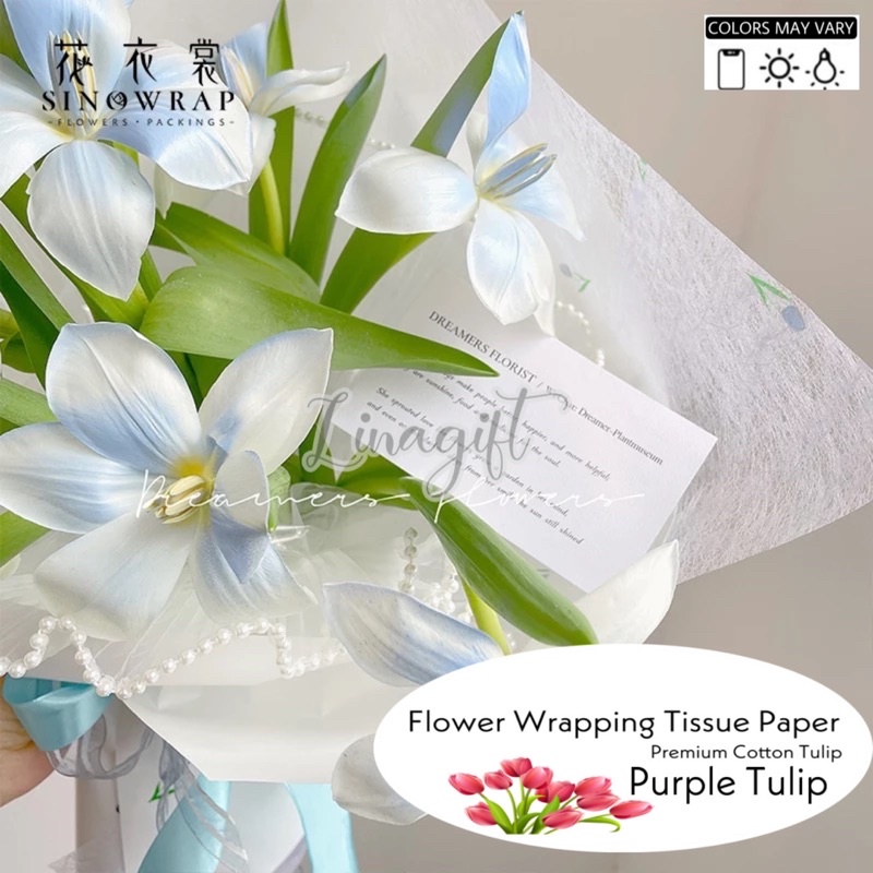 ( 5 Lembar ) PREMIUM COTTON TULIP - FLOWER WRAPPING TISSUE PAPER -  KERTAS BUNGA TISU KARANGAN BUKET BUNGA MOTIF