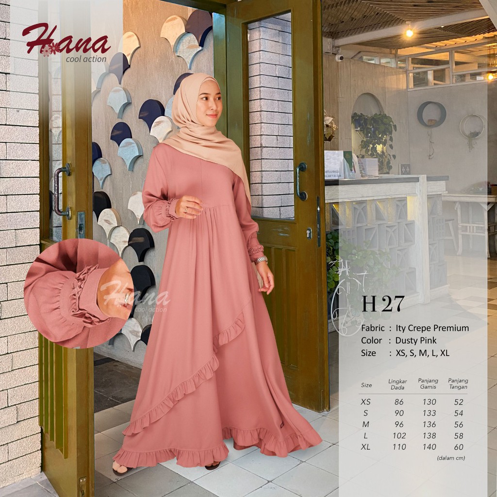 ENDOMODA GAMIS HANA 27 BAHAN CRPE PREMIUM GAMIS MUSLIMAH POLOS SYARI