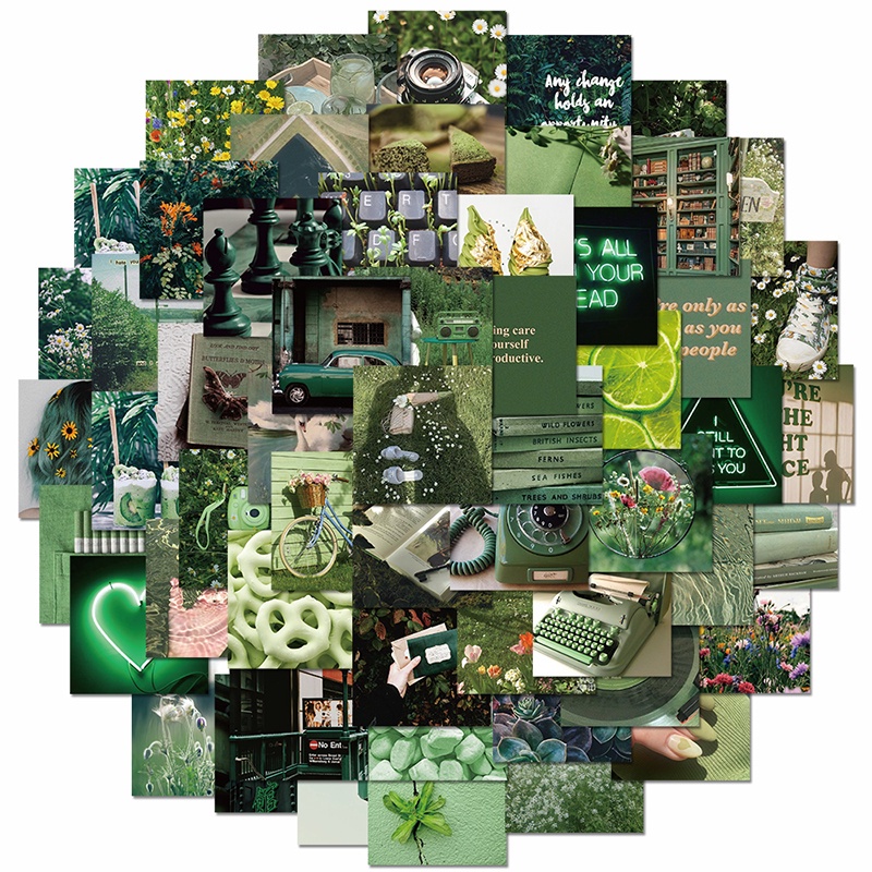 50pcs green landscape small fresh stickers diy water cup laptop waterproof stickers