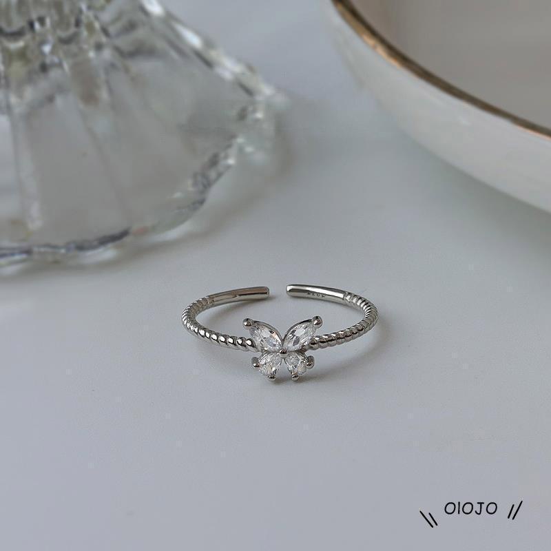 【COD】Cincin Kupu-Kupu Sederhana Cincin Jari Telunjuk Desain Kupu-Kupu Aksen Berlian Untuk Wanita