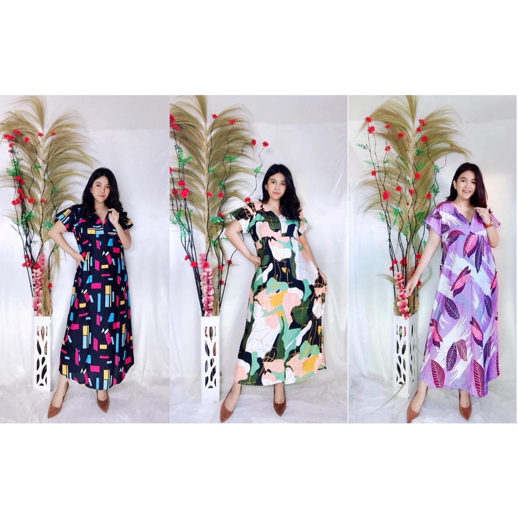 Grosir Dress Daster Payung Bali Panjang Jumbo Maxi Busui (Ada Resleting Depan)