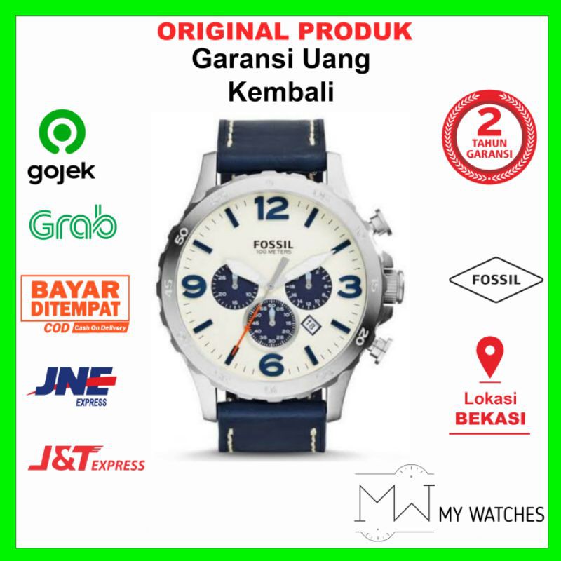 Jam Tangan Fossil Pria Jr1480 Nate Chronograph Original
