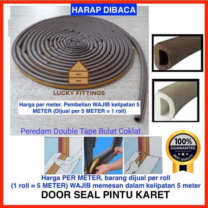 Peredam Double Tape Door Seal Pintu Penutup Celah Lis Karet Kedap Suara Model D Mobil Moher Mohair