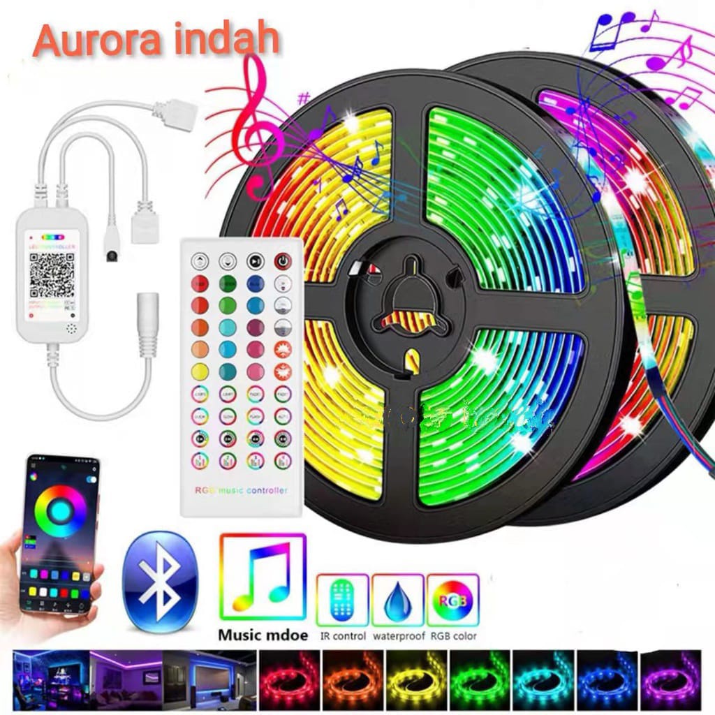 Paket Lampu LED Strip 5050 2835 RGB 5M 10M IP44 IP33 RGB Remote