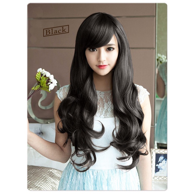 Wig Full Lace Fashion Wanita Korean Panjang Bergelombang Rambut Palsu Warna Natural Wig Hair Women's