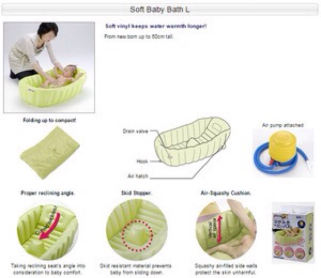 RICHELL Soft Baby Bath L Inflatable Baby Bath Tub Bak Mandi Bayi