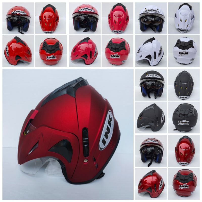 HELM MODEL JP8 DOBELVISOR FREE PACKING BUBBLE DAN DUS grosir ecer