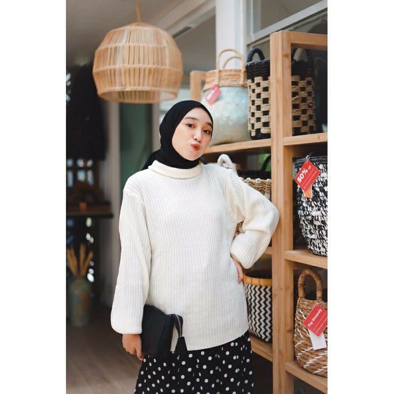 VALERI TEBAL MOLLY BALLONY SWEATER RAJUT WANITA TANGAN BALON VANIA TEURTLENECK