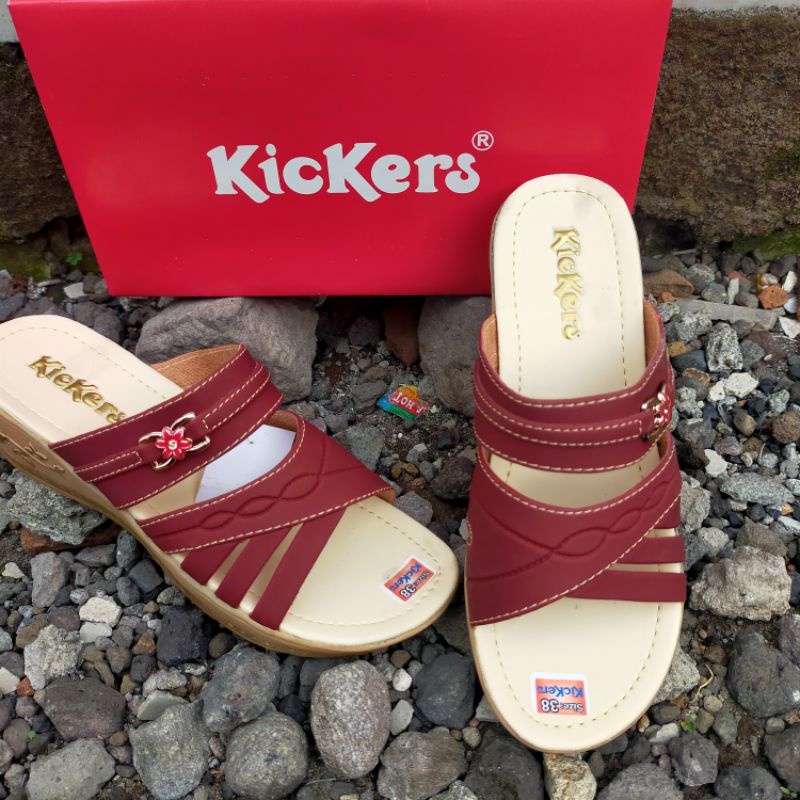 KICKERS SANDAL WANITA WEDGES Ban 2 Ukir