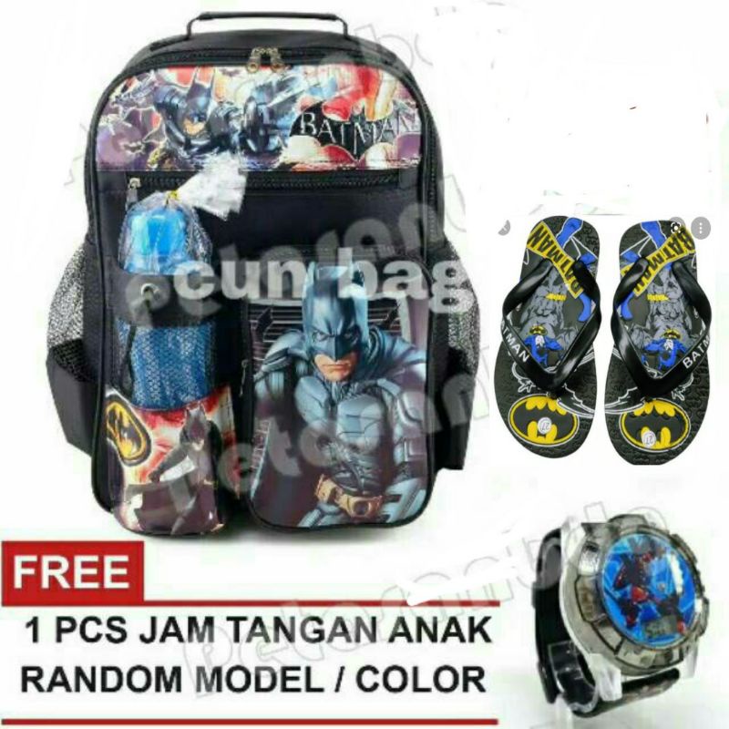 tas rangsel sekolah anak laki laki tas batman tas karakter 3 in1