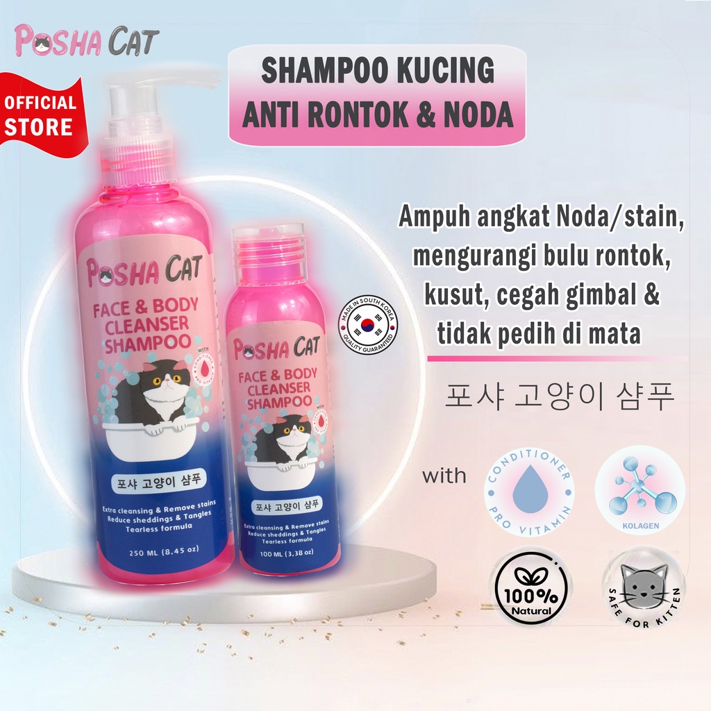 Posha_cat Face&amp;Body Cleanser Shampoo kucing 🇰🇷 | shampo kucing anti rontok dan bebas noda | repair bulu rusak