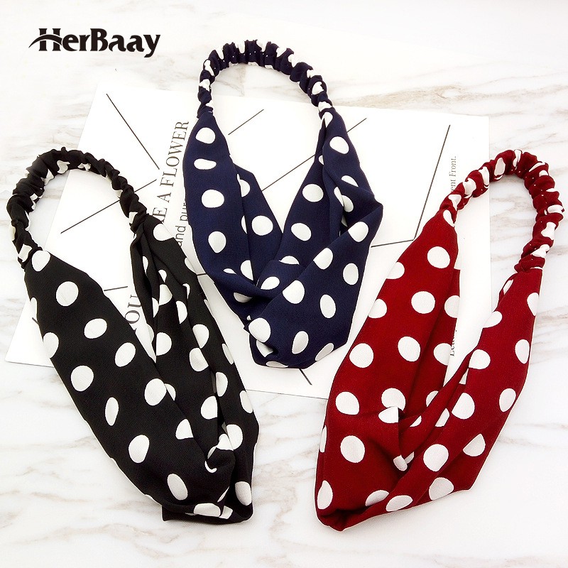 

Herbaay Headband Elastis Polka Dot Hair Wrap Head Wrap Wanita Bandana Dewasa Bando Fashion Wanita