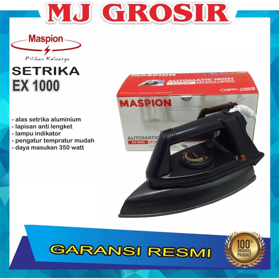 PROMO SETRIKA MASPION EX 1000 EX1000 TEFLON CLASSIC DRY IRON