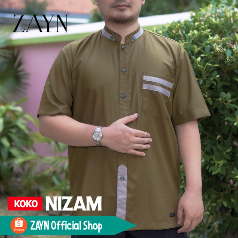 ZAYN Baju Koko Pria Hijau Olive Nizam