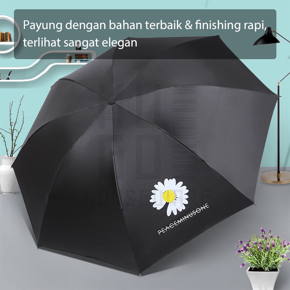 HUGO Payung Lipat Otomatis Buka Tutup Motif Daisy Anti UV Protection Rangka Fiberglass Anti Patah Premium Quality