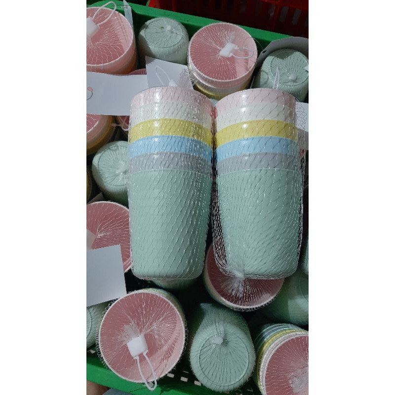 Gelas Macaron Set Gelas Plastik isi 6 pcs Cup Macaron Gelas Pastel