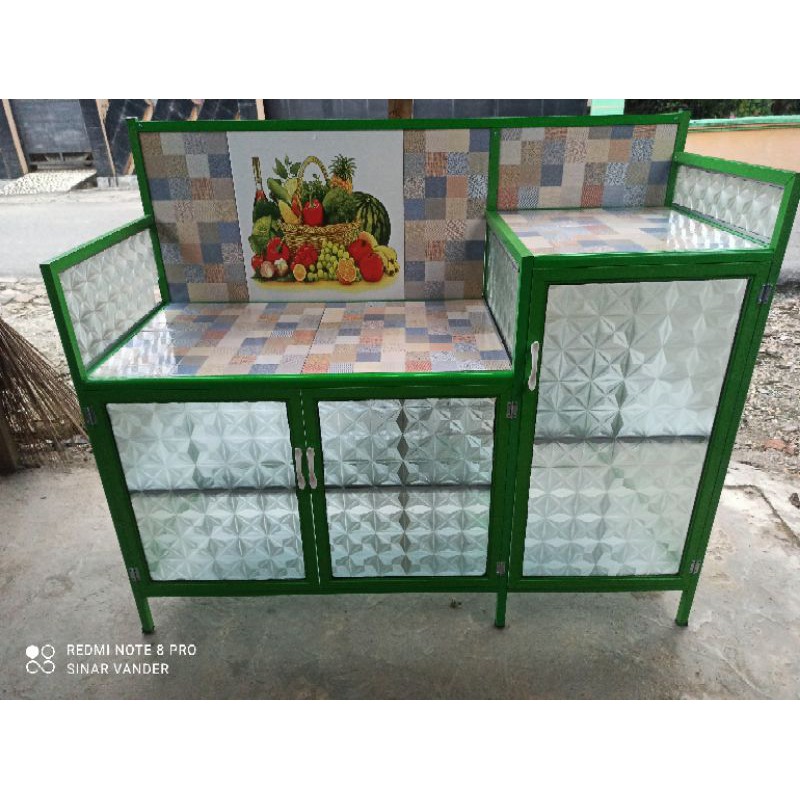 meja kompor aluminium kaca