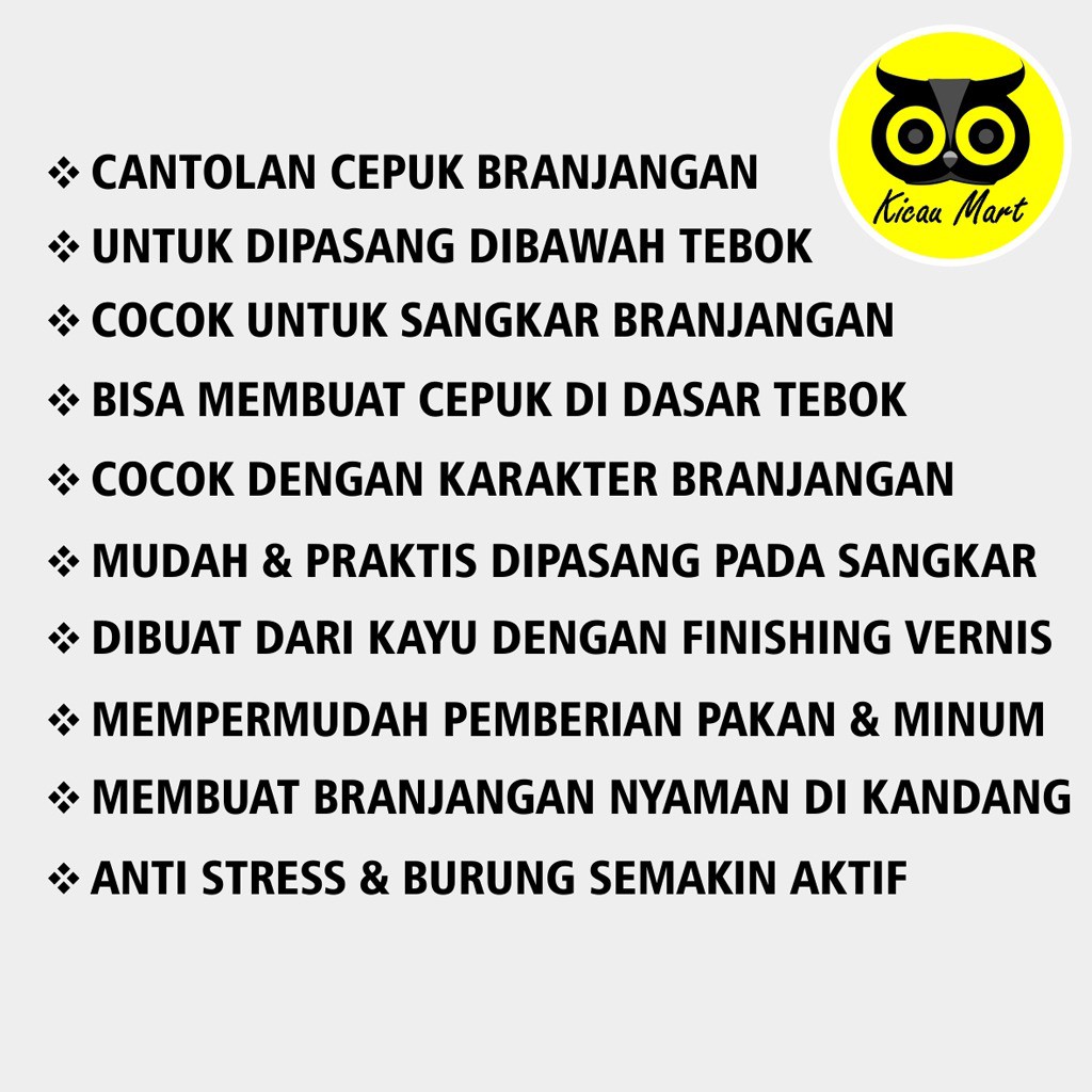 HOLDER CEPUK BRANJANGAN UNTUK TARUH CEPUK DI TEBOK SANGKAR KANDANG BURUNG BRANJANGAN 10 CM HPB10