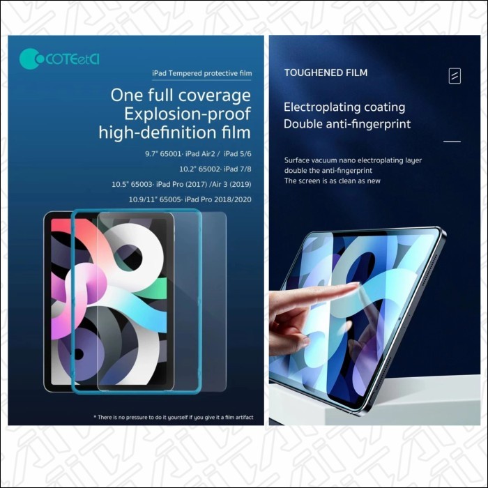 TEMPERED GLASS AIR 2 AIR 1 9,7 INCH COTEetCI ANTI GORES IPAD 9,7 INCH - TEMPERED GLASS FULL COVER - TEMPERED GLASS ANTI PECAH - ANTI GORES ANTI PECAS - ANTI GORES PELINDUNG LAYAR - ANTI MINYAK - ANTI BARET - ANTI PECAH - ORIGINAL COTECI TEMPERED GLASS