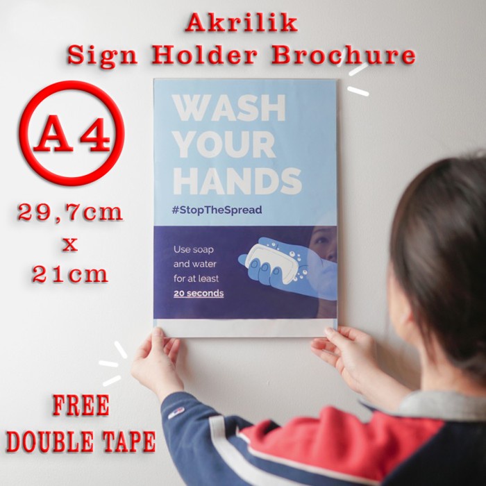 Acrylic Brochure A4 - Tempat Brosur Tempel Dinding Sign Holder Akrilik