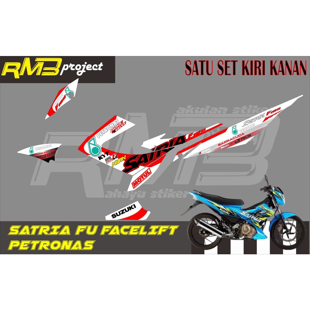Stiker striping Suzuki Satria fu Facelift 2014-2015 Petronas (putih) ms