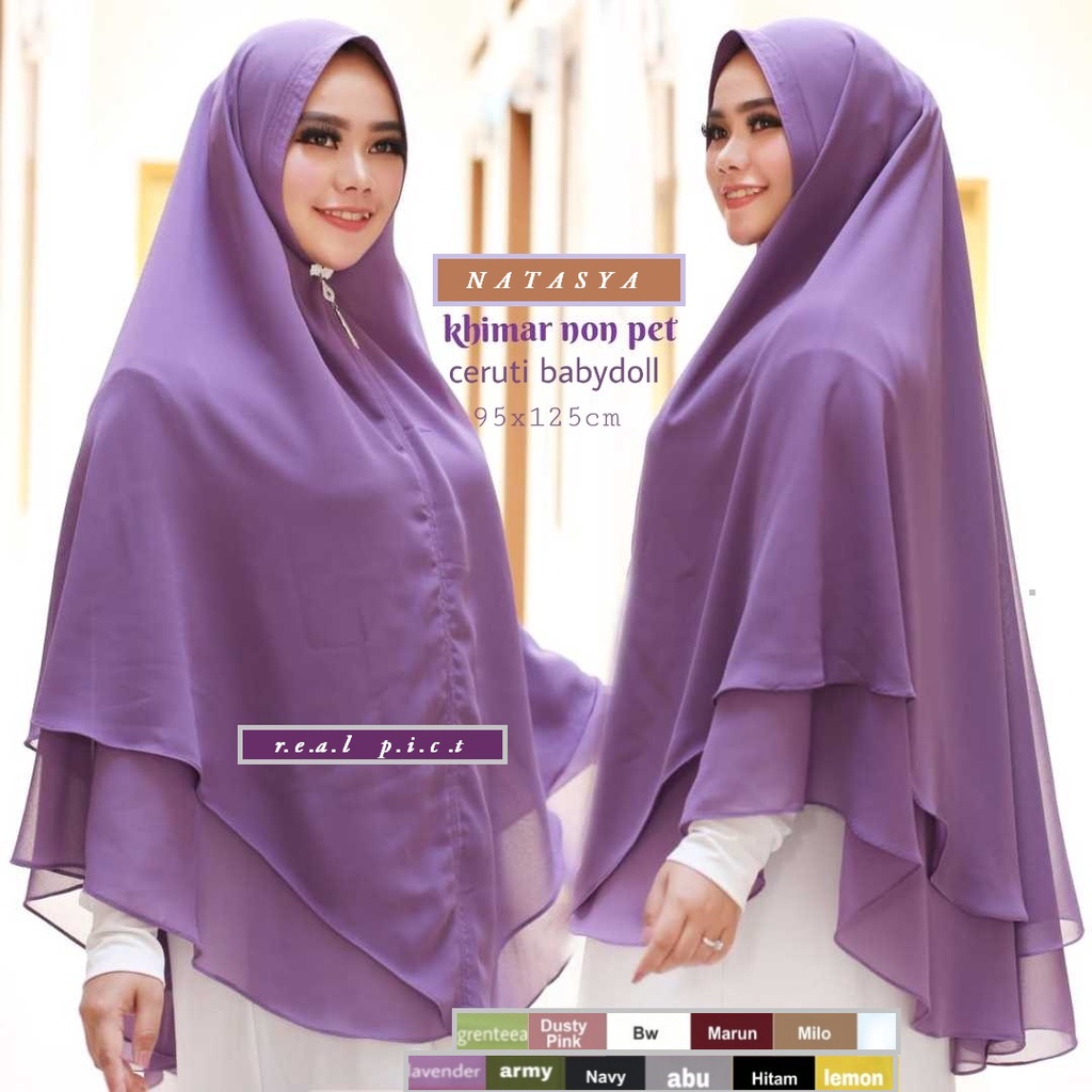 Khimar Non Pet Ansaria 2layer Jilbab Jumbo Ceruti babydoll