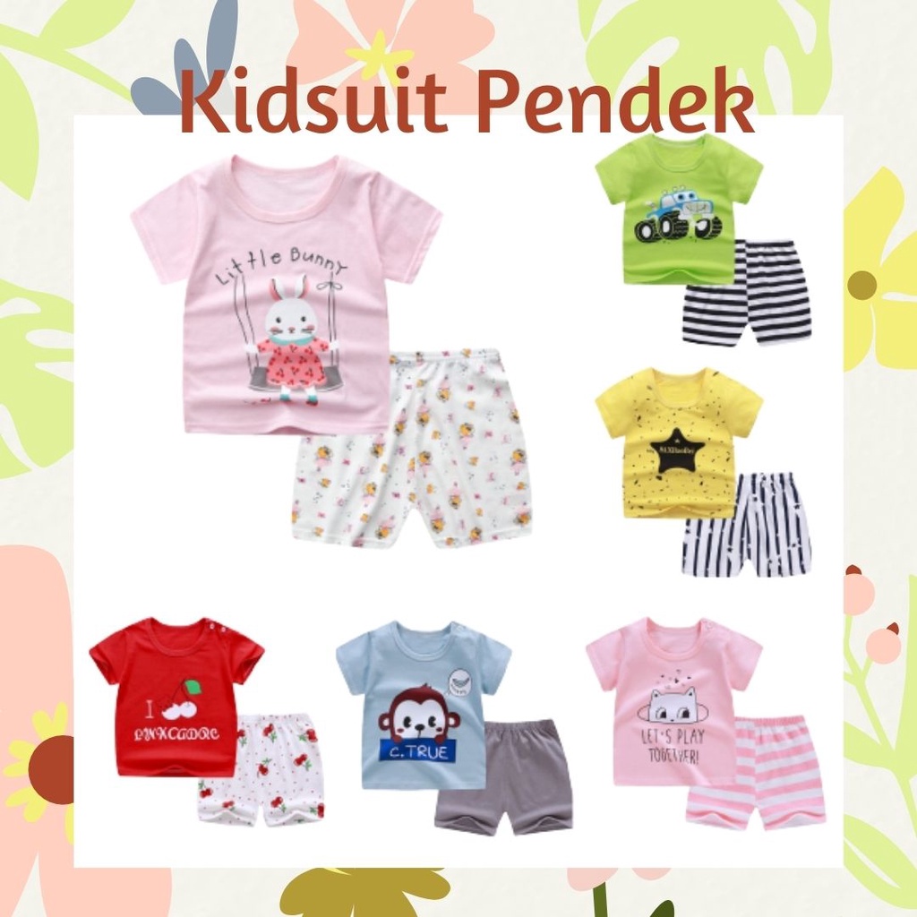 Plazababyku KIDS SUIT PENDEK Setelan Anak / Piyama anak / baju anak laki-laki Import ebv cewek TOT3