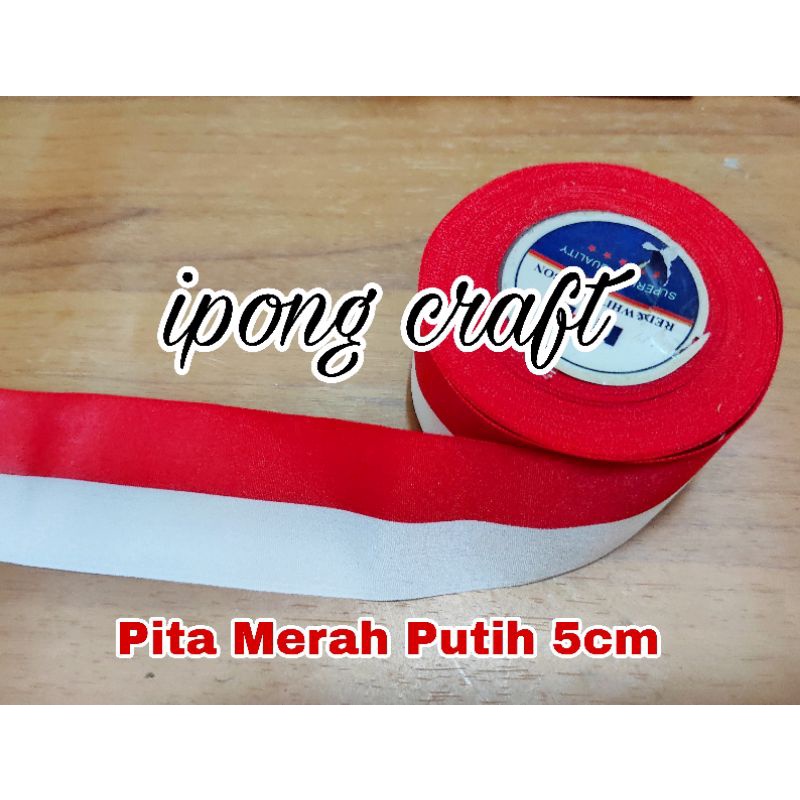 Pita Kain Merah Putih 🇮🇩 5cm Meteran, Pita Merah Putih,  Pita Merah Putih Meteran